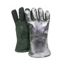 National Safety Apparel® CARBON ARMOUR™ 13" Green/Aluminized 23 Ounce Leather Palm Heat Resistant Gloves With Wool Lining And Wing Thumb