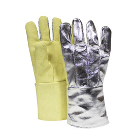 National Safety Apparel® Regular 14" Yellow/Aluminized 53 Ounce Thermobest™ Heat Resistant Gloves With Nomex® Felt Lining And Straight Thumb