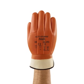 Ansell Size 10 Orange ActivArmr® PVC Cold Weather Gloves With Cotton Jersey Lining