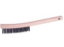 RADNOR™ 6" Carbon Steel Scratch Brush With Curved Wood Handle And 3 X 19 Rows