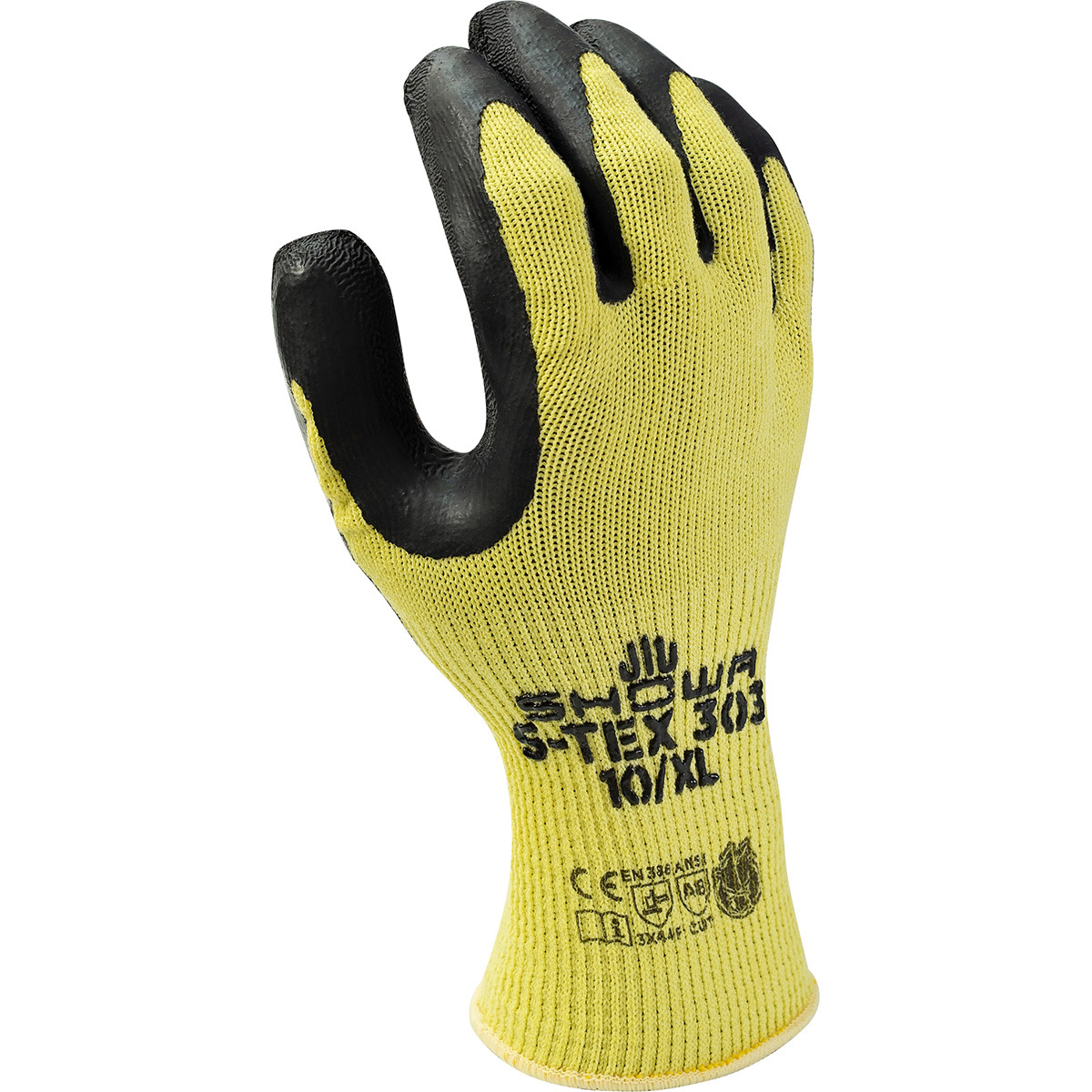 Showa S-TEX303XL-10 Cut Resistant Gloves,Yellow/Black,XL,PR