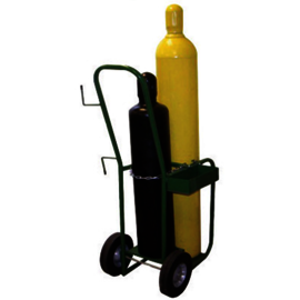 Saf-T-Cart Dual Cylinder Cart With Rubber/Semi-Pneumatic Wheels And Continuous Handle (Includes Firewall)