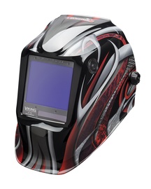 Lincoln Electric® VIKING® 3350 Black/Red/Silver Welding Helmet With Variable Shades 5 - 13 Auto Darkening Lens, 4C® Lens Technology And Twisted Metal® Graphic