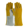 Protective Industrial Products Large 14" Yellow Split Cowhide Cotton Foam Lined Welders Gloves