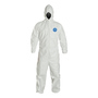 DuPont™ 3X White Tyvek® 400, 5.9 mil Chemical Protective Coveralls With Respirator Fitting Hood, Elastic Wrists And Ankles
