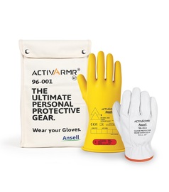 Ansell Size 11 Black ActivArmr® Latex Rubber Class 00 Linesmen Gloves Kit