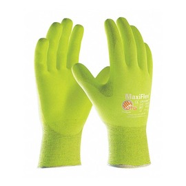 PIP® Size Large MaxiFlex® Ultimate™ 15 Gauge Hi-Viz Yellow MicroFoam Nitrile Palm & Fingers Coated Work Gloves With Hi-Viz Yellow Nylon And Elastane Liner And Knit Wrist Cuff