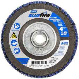 Norton® BlueFire 4 1/2" X 5/8" - 11" P40 Grit Type 29 Flap Disc