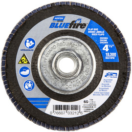 Norton® BlueFire 4 1/2" X 5/8" - 11 P60 Grit Type 29 Flap Disc
