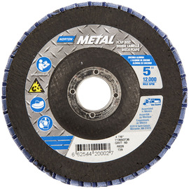 Norton® Metal 5" X 7/8" P60 Grit Type 29 Flap Disc