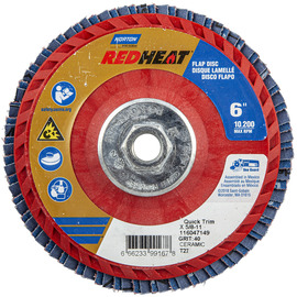 Norton® Red Heat R961 6" X 5/8" - 11 P40 Grit Type 27 Flap Disc
