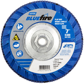 Norton® BlueFire 7" X 5/8" - 11 P60 Grit Type 27 Flap Disc