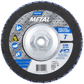 Norton® Metal 7" X 5/8" - 11 P36 Grit Type 29 Flap Disc