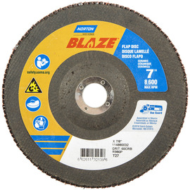 Norton® Blaze 7" X 7/8" 60 Grit Type 27 Flap Disc