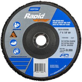 Norton® 7" X 7/8" Extra Coarse Grade Silicon Carbide Bear-Tex Rapid Strip Black Non-Woven Depressed Center Disc