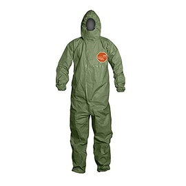 DuPont™ 4X Green Tychem® 2000 SFR Flame Resistant Hooded Coverall With Front Zipper And Storm Flap With Adhesive Closure
