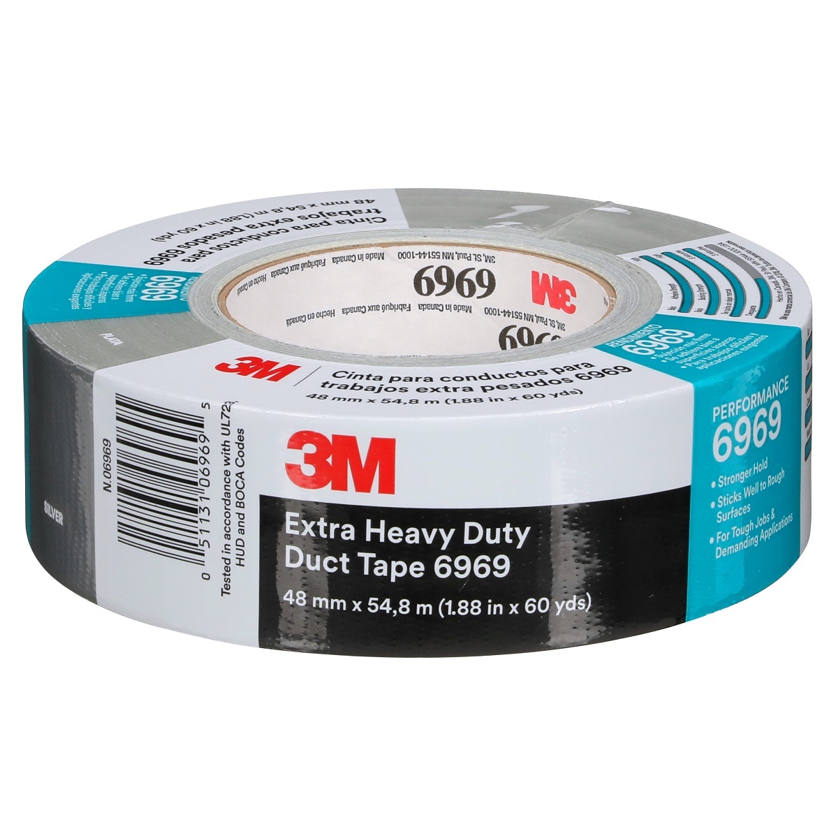 3M 3939 Heavy Duty Duct Tape 85561, 24 mm x 60 yd, Silver