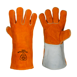 Tillman® Large 14" Bourbon Brown And Pearl Premium Side Split Cowhide Cotton Lined Stick Welders Gloves