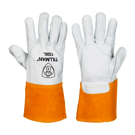 Tillman® Large 13" Bourbon Brown And Pearl Top Grain Goatskin Unlined TIG Welders Gloves