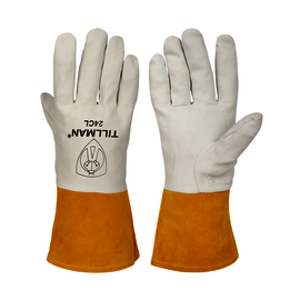 Tillman® Small 12" Bourbon Brown And Pearl Top Grain Split Cowhide/Kidskin Leather Unlined TIG Welders Gloves