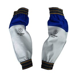 Tillman® Royal Blue And Pearl Westex® FR-7A®/Cotton/Goatskin Flame Resistant Sleeves With Elastic Closure