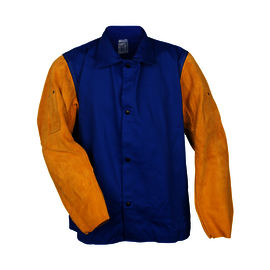 Tillman® Medium Royal Blue Westex® FR-7A®/Cotton/Cowhide Flame Resistant Jacket With Snap Closure And Cowhide Sleeves