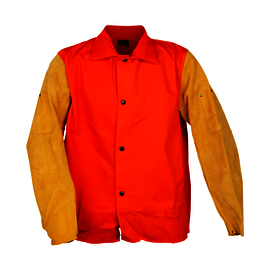 Tillman® Medium Orange Westex® FR-7A®/Cotton/Cowhide Flame Resistant Jacket With Snap Closure And Cowhide Sleeves