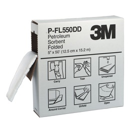 3M™ 5" X 50' White Polyester/Polypropylene Folded Sorbent
