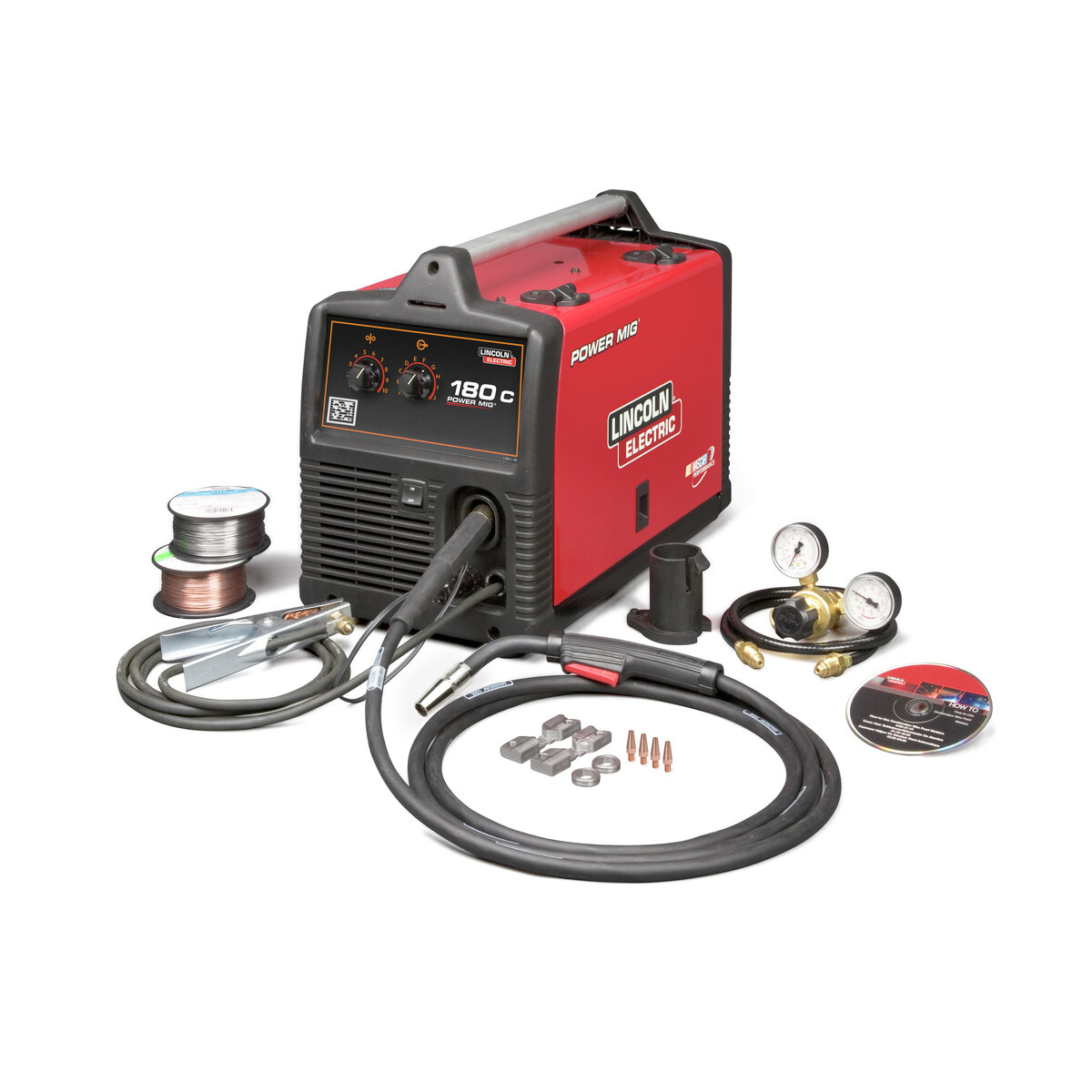 Airgas - LINK2473-2 - Lincoln Electric® POWER MIG® 180C Single Phase MIG Welder With 208 - Input Voltage, 180 Amp Max Output, Diamond Core Technology™ And Accessory Package