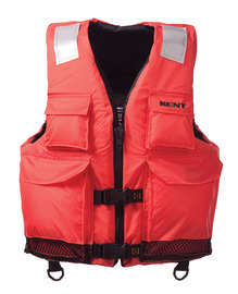 KENT 2X/4X Orange Nylon Commercial PFD Elite Vest With Zipper and Buckle Closure And 4 Pockets