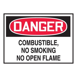 AccuformNMC™ 3 1/2" X 5" Black/Red/White Vinyl Chemical And Hazardous Safety Label "DANGER COMBUSTIBLE/NO SMOKING NO OPEN FLAME"
