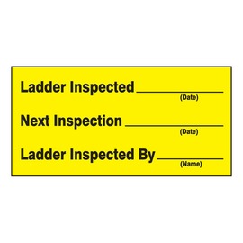 AccuformNMC™ 1 1/2" X 3" Black/Yellow Vinyl Construction Site Safety Label "LADDER INSPECTED ___ DATE NEXT INSPECTION ___ DATE LADDER INSPECTED BY ___ NAME"