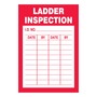 AccuformNMC™ 4" X 2 3/4" Red/White Vinyl Construction Site Safety Label "LADDER INSPECTION I.D. NO.___DATE___BY___DATE___BY___"