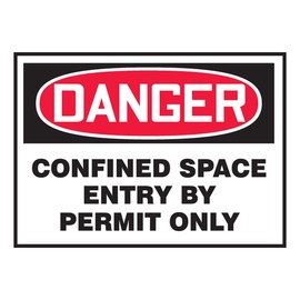AccuformNMC™ 3 1/2" X 5" Black/Red/White Vinyl Confined Space Safety Label "DANGER CONFINED SPACE ENTRY BY PERMIT ONLY"