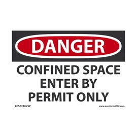 AccuformNMC™ 3 1/2" X 5" Black/Red/White Vinyl Confined Space Safety Label "DANGER CONFINED SPACE ENTER BY PERMIT ONLY"