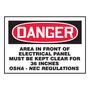 AccuformNMC™ 3 1/2" X 5" Black/Red/White Vinyl Electrical Safety Label "DANGER AREA IN FRONT OF ELECTRICAL PANEL MUST BE KEPT CLEAR FOR 36 INCHES OSHA-NEC REGULATIONS"