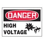 AccuformNMC™ 5" X 7" Black/Red/White Vinyl Electrical Safety Label "DANGER HIGH VOLTAGE (With Graphic)"