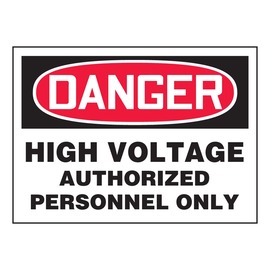 AccuformNMC™ 3 1/2" X 5" Black/Red/White Vinyl Electrical Safety Label "DANGER HIGH VOLTAGE AUTHORIZED PERSONNEL ONLY"