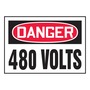 AccuformNMC™ 3 1/2" X 5" Black/Red/White Vinyl Electrical Safety Label "OSHA DANGER 480 VOLTS"