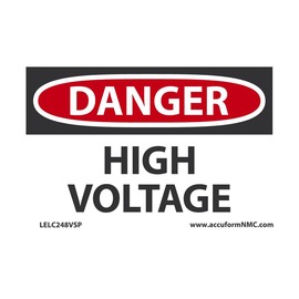 AccuformNMC™ 3 1/2" X 5" Black/Red/White Vinyl Electrical Safety Label "DANGER HIGH VOLTAGE"