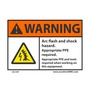 AccuformNMC™ 3 1/2" X 5" Black/Orange/White Vinyl Electrical Safety Label "WARNING ARC FLASH AND SHOCK HAZARD APPROPRIATE PPE REQUIRED APPROPRIATE PPE AND TOOLS REQUIRED WHEN WORKING ON THIS EQUIPMENT"