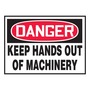 AccuformNMC™ 3 1/2" X 5" Black/Red/White Vinyl Equipment Safety Label "DANGER KEEP HANDS OUT OF MACHINERY"