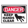 AccuformNMC™ 3 1/2" X 5" Red/Black/White Vinyl Equipment Safety Label "DANGER KEEP HANDS CLEAR (With Graphic)"