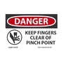 AccuformNMC™ 3 1/2" X 5" Black/Red/White Vinyl Equipment Safety Label "DANGER KEEP FINGERS CLEAR OF PINCH POINT (With Graphic)"