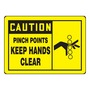 AccuformNMC™ 3 1/2" X 5" Black/Yellow Vinyl Equipment Safety Label "CAUTION PINCH POINTS KEEP HANDS CLEAR (With Graphic)"