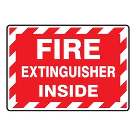 AccuformNMC™ 3 1/2" X 5" Red/White Vinyl Fire Safety Label "FIRE EXTINGUISHER INSIDE"