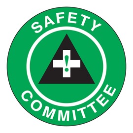 AccuformNMC™ 2 1/4" Green/Black/White Vinyl Hard Hat/Helmet Decal "SAFETY COMMITTEE (With Graphic)"