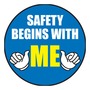 AccuformNMC™ 2 1/4" Black/Blue/Yellow/White Vinyl Hard Hat/Helmet Decal "SAFETY BEGINS WITH ME (With Graphic)"