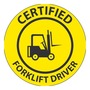 AccuformNMC™ 2 1/4" Black/Yellow Vinyl Hard Hat/Helmet Decal "CERTIFIED FORKLIFT DRIVER (With Graphic)"