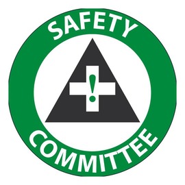 AccuformNMC™ 2 1/4" Black/Green/White Vinyl Hard Hat/Helmet Decal "SAFETY COMMITTEE (With Graphic)"